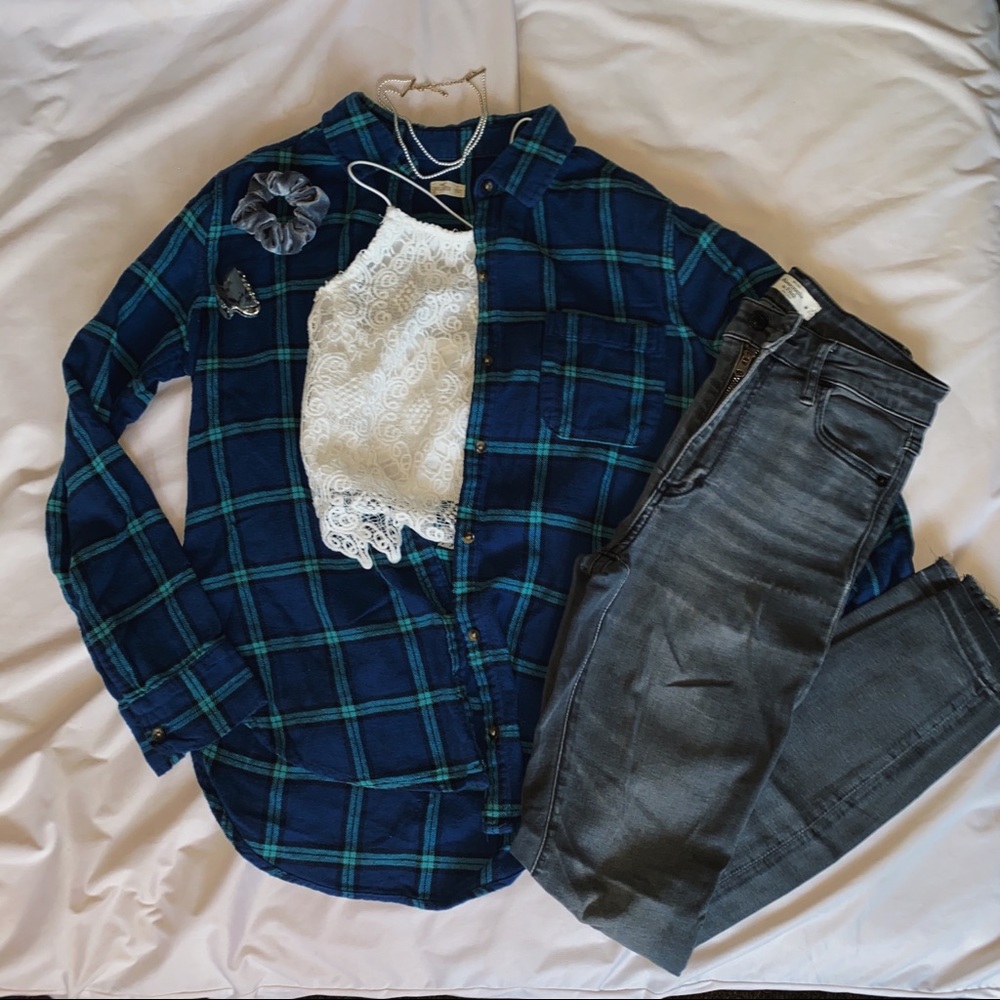 Hollister Navy Flannel
